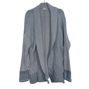 Poetry Ribbed Cardigan Womens Size 16/18 Blue 100% Cotton Open Front Sweater